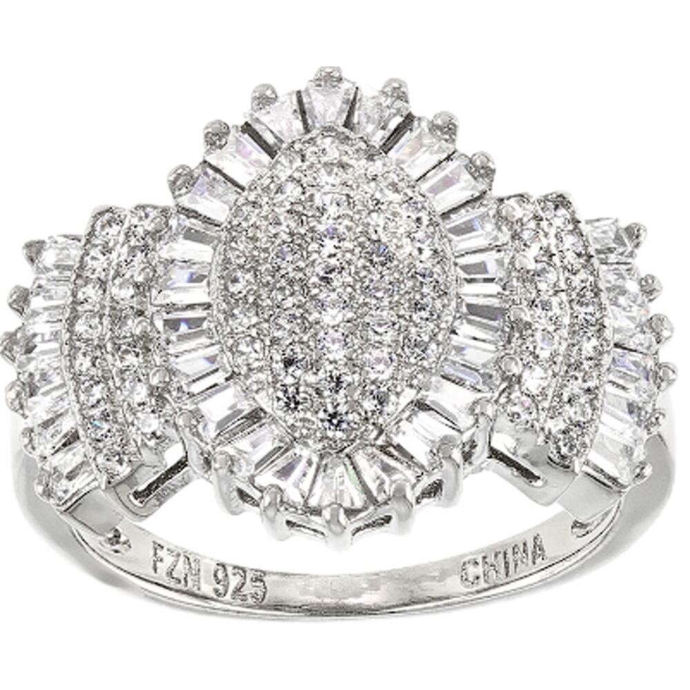 Cubic Zirconia Platinum Over Sterling Silver Ring sz 6